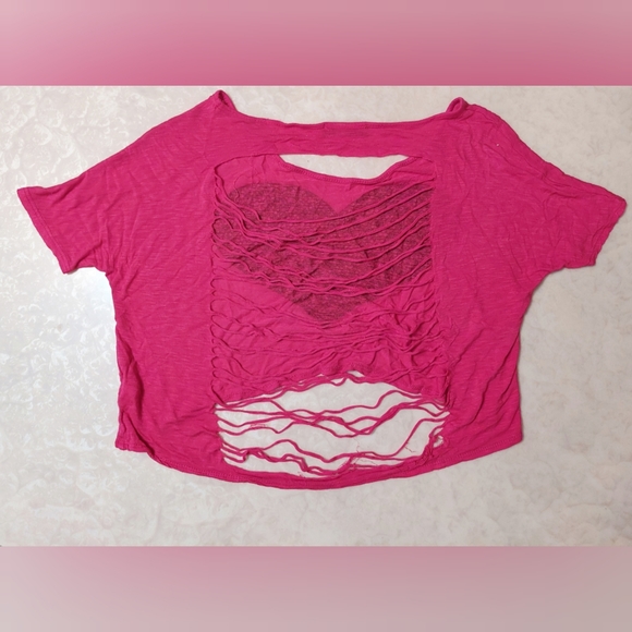 Hot Pink Sparkly Top With An Open Back. - Picture 2 of 2